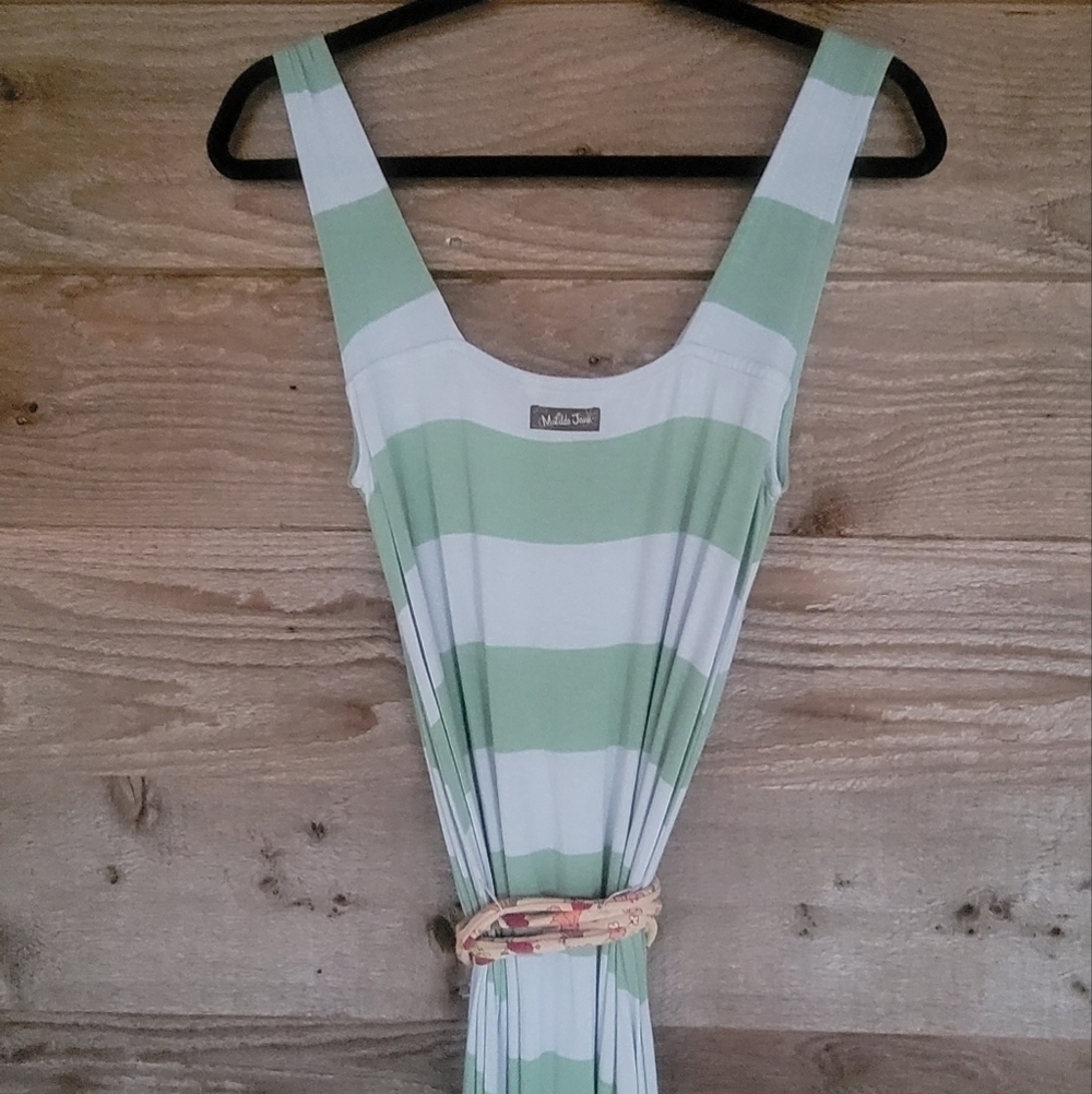 Matilda Jane Seaside Afternoon Maxi Dress Green Striped Sundress Size Small - Picture 6 of 8